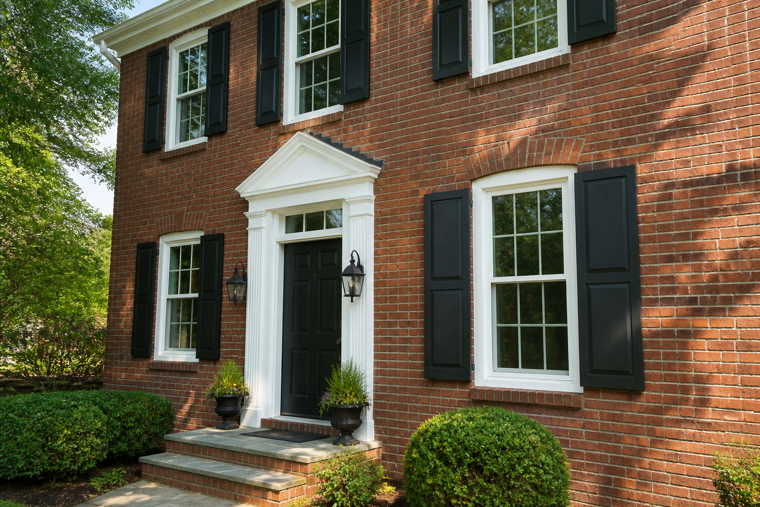 Replacement windows Towson MD energy efficient windows on a brick home
